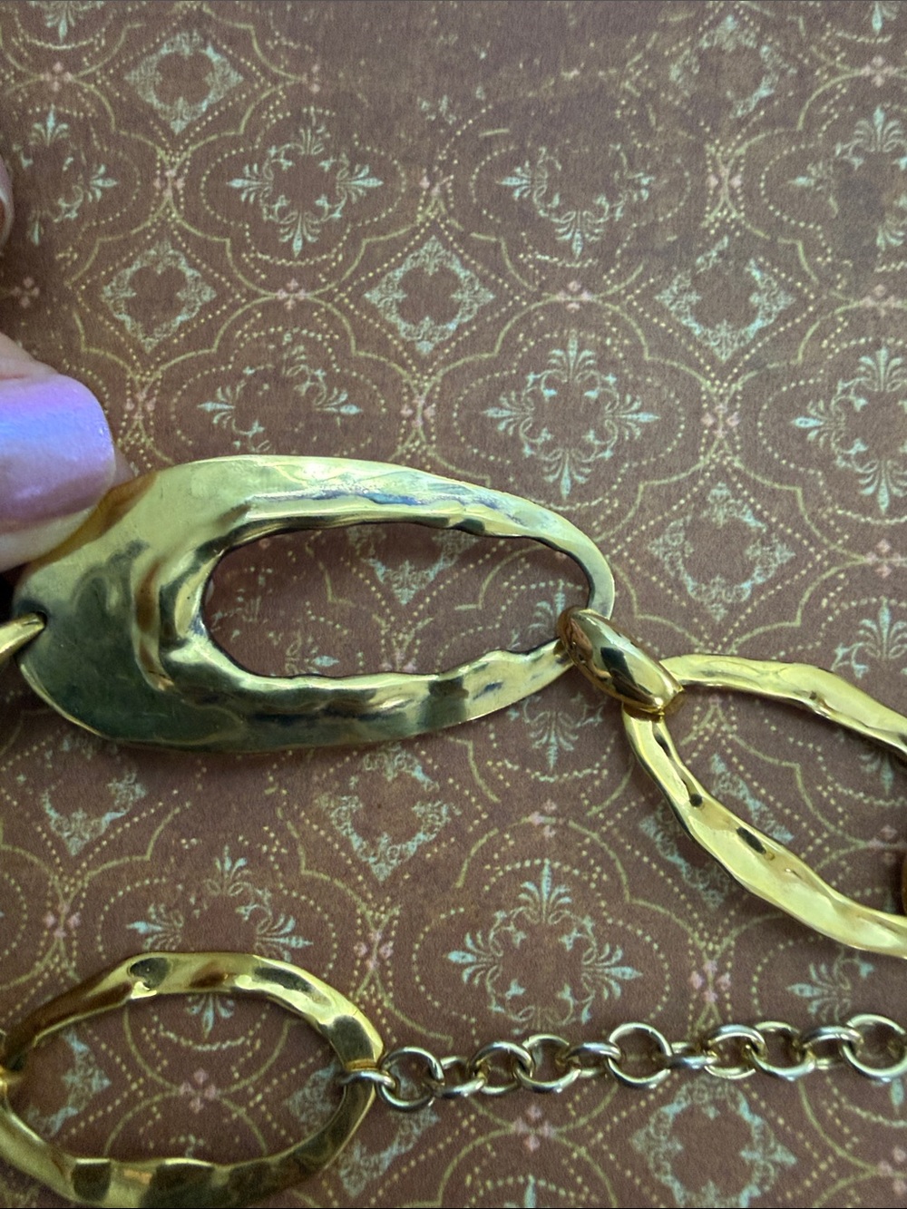 Alexis Bittar vintage Liquid Lucite hammered link statement necklace asymmetric - Picture 10 of 11